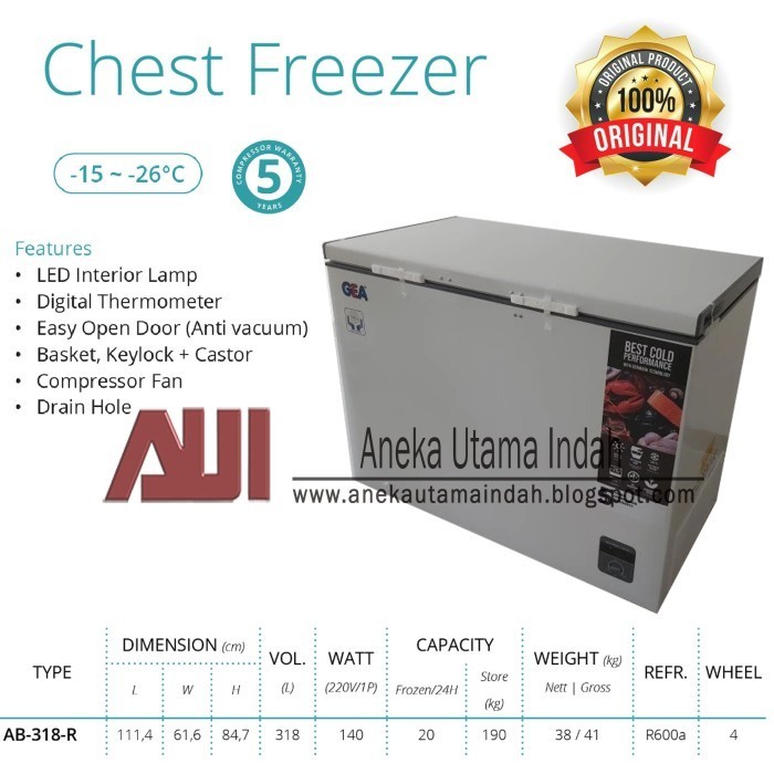 CHEST FREEZER GEA 330 Liter TYPE AB-336-R