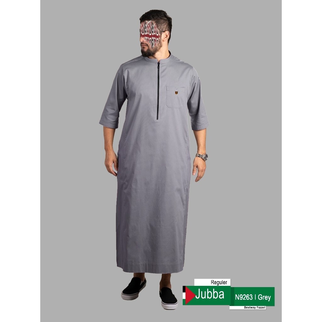 UA4 JUBBA REGULER ZIPPER N9261 ARMY JUBAH SAUDI LENGAN BAJU GAMIS PRIA JUBAH GAMIS PRIA POLOS SAMASE