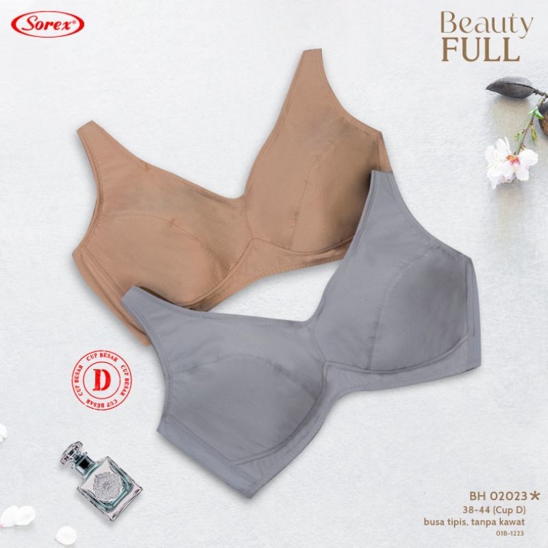 Sorex bra harian BH 02023D  tanpa kawat dan busa tipis cup D 3/4 Beauty full ukuran 38-44