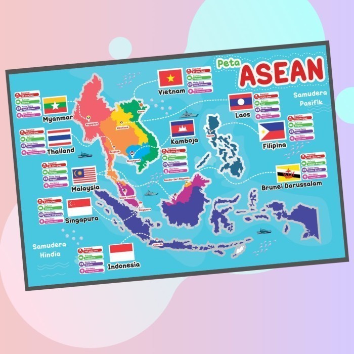 Mudah Poster Peta Asean Pendidikan Edukasi Anak Bergaransi