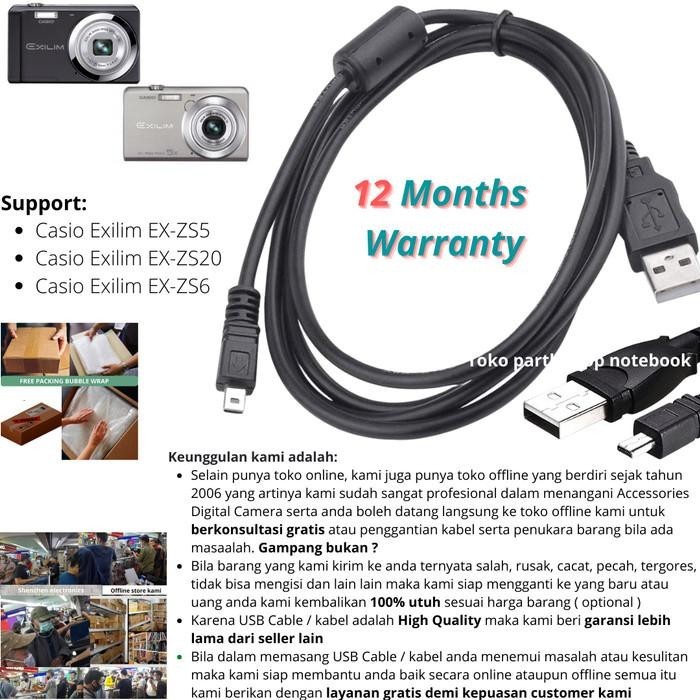 Usb Cable Charger Casio Exilim Ex-Zs5 Ex-Zs20 Ex-Zs6 Kabel Data