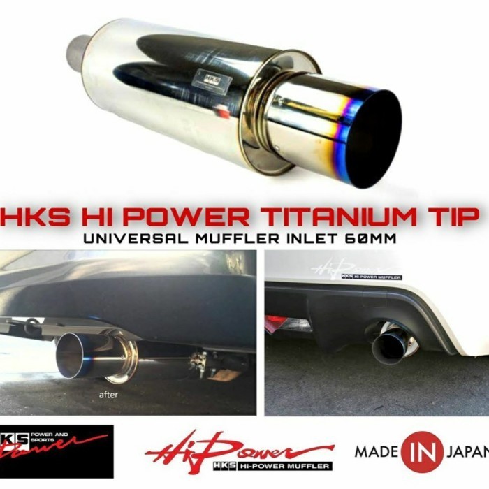 PROMO MUFFLER KNALPOT HKS HI-POWER UNIVERSAL TITANIUM TIP ORIGINAL JAPAN #ORIGINAL