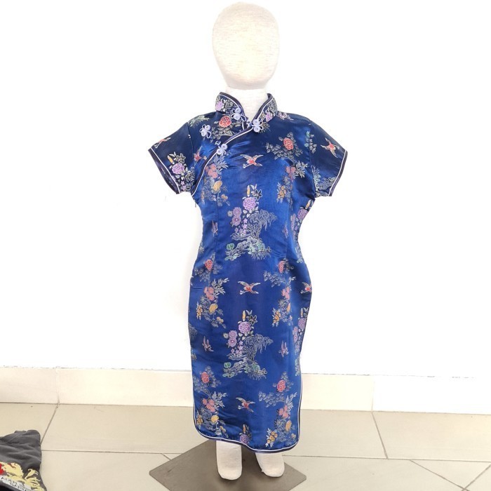 GRATIS ONGKIR dress cheongsam qipao anak perempuan navy second preloved sz 10