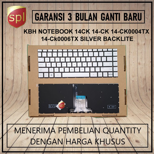 Keyboard HP Notebook 14ck 14-Ck 14-Ck0004tx Silver Backlite