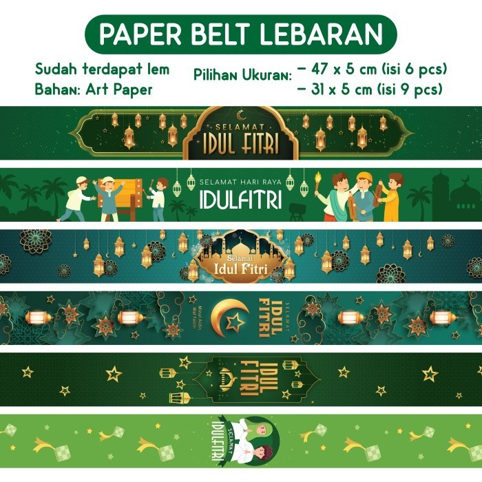 

Paper Belt Lebaran Idul Fitri Pita Hampers Parsel Hiasan Toples Box 067