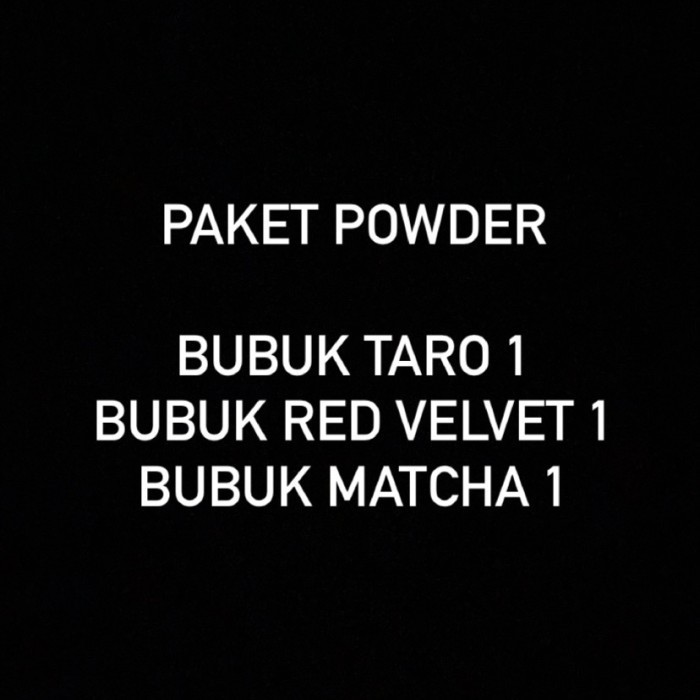 

Paket Bubuk Taro Matcha Red Veet Powder