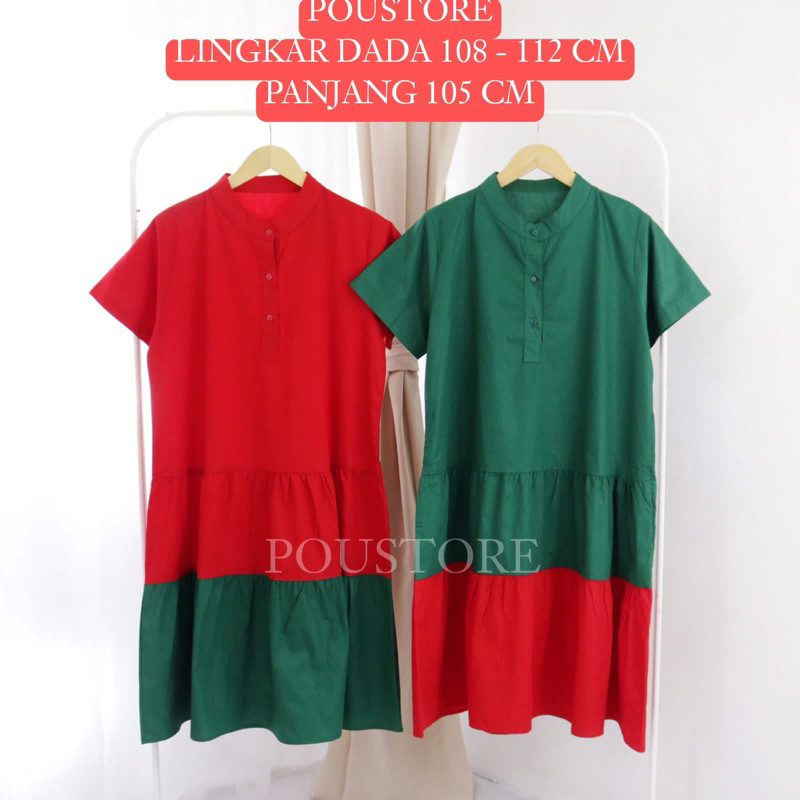 PAKAIAN EDISI NATAL HIJAU MERAH KEMEJA WANITA DRESS WANITA