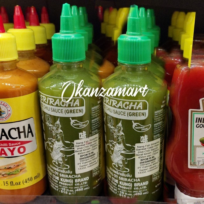 

Nang Fah Sriracha Hot Chili Sauce WasabiCanderMayoGreen 450Ml