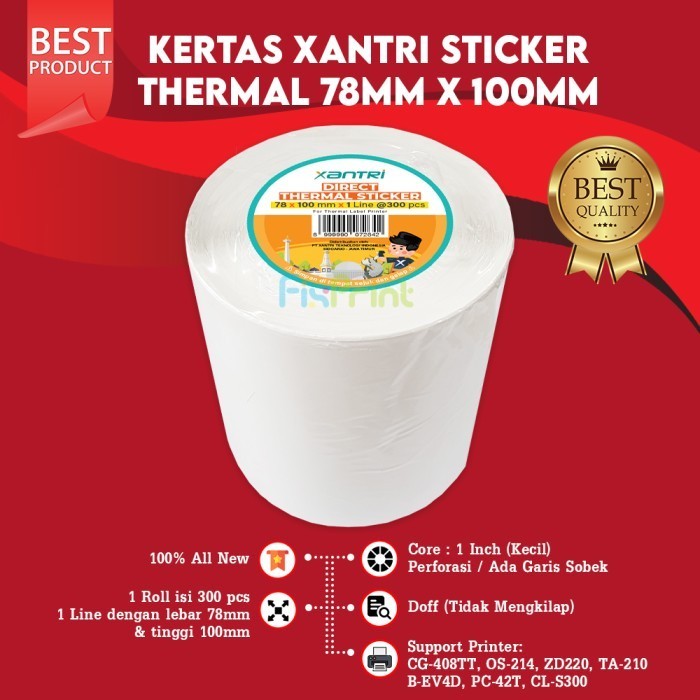 

Terlaris Kertas Label Thermal Barcode 100X100 100X150 78X100 Roll 500Pcs Promo Terbaru