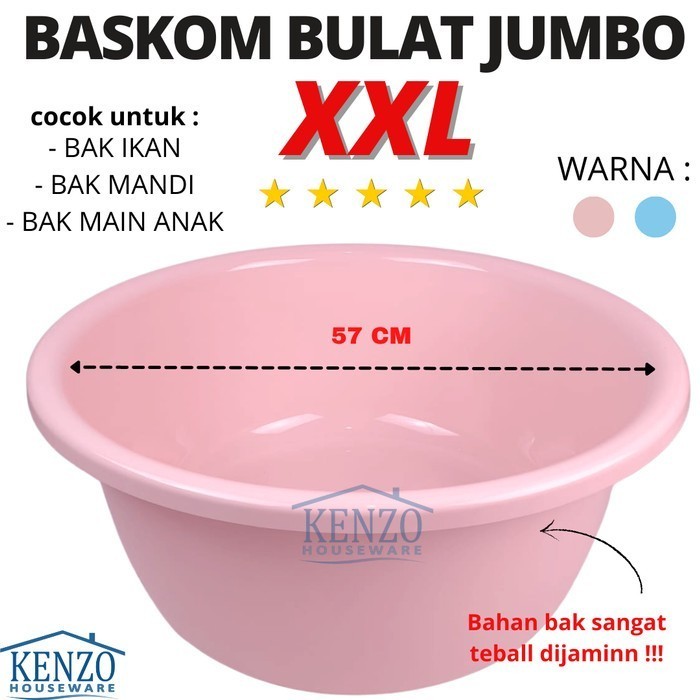 Baskom Bak Bulat Jumbo Plastik Bak Air Mandi Berkualitas Xxl Redhouse