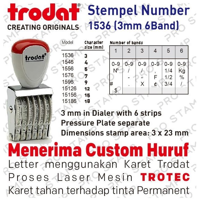 

Stempel Angka Manual 6 Digit 3Mm Trodat 1536