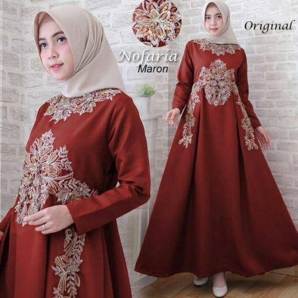 Baju Gamis Wanita Terbaru / Gamis Pesta Mewah Nofaria / Baju Muslim