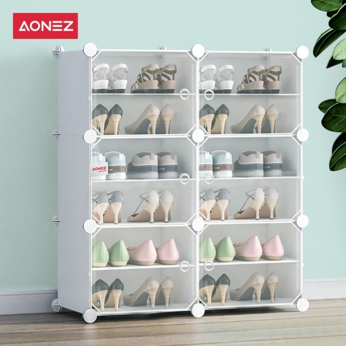 Aonez Shoe Organizer Rak Sepatu 2 Baris 6 Rumah Tempat Sepatu Rak