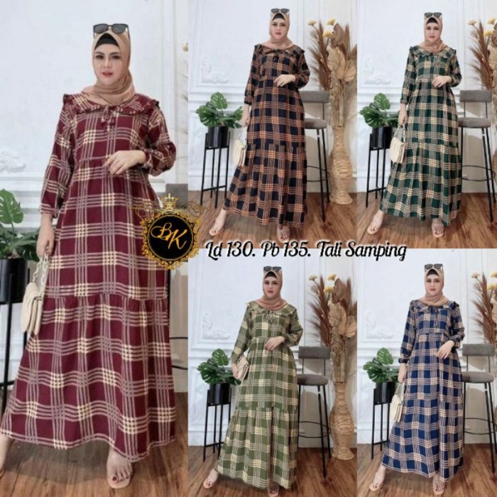BRG BARU Terbaru Gamis Midi Kotak Jumbo Ld 130 Longdress Polka