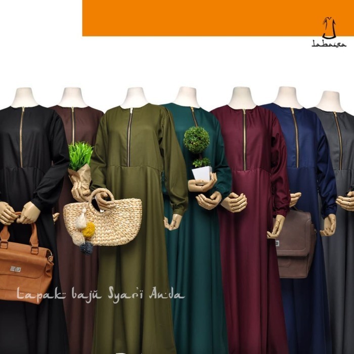 TERMURAH Labasa Gamis Syari Polos Toyobo Aneka Warna Gelap Gamis Only