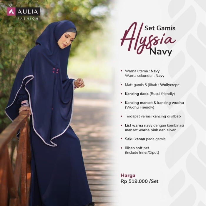 PROMO Set Gamis Aulia Syari Alyssia Navy