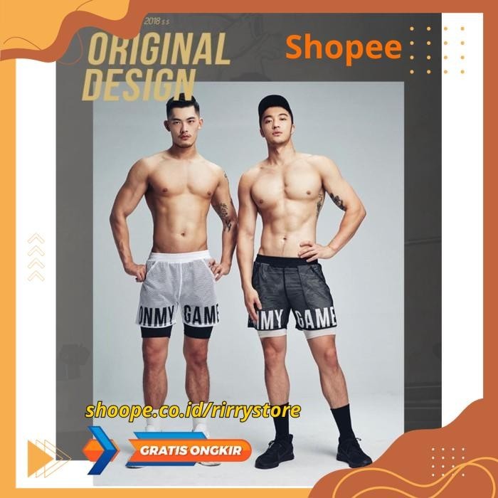 OMG ON MY GAME, CELANA PENDEK GYM SHORTS    / OMG ON MY GAME, CELANA PENDEK GYM SHORTS PODUK BAHAN B