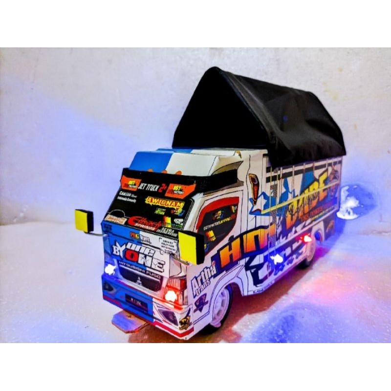 Minuatur truk oleng/Miniatur truk termurah/Mobil mainan/Mainan truk oleng/Mainan anak laki laki/Truk oleng/Truk oleng kayu full lampu/Miniatur truk