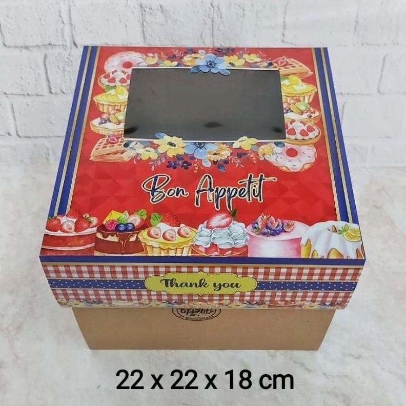 

Discount Today Dus kue 22 x 22 x 18 cm Cake Box Bon Appetit Kotak Packaging