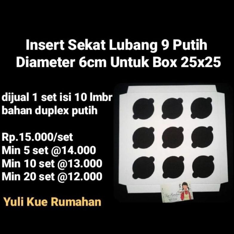 

Ready Stock Sekat insert lubang 9 putih diameter 6cm utk box 25x25cm dijual 1 set isi 10 lembar