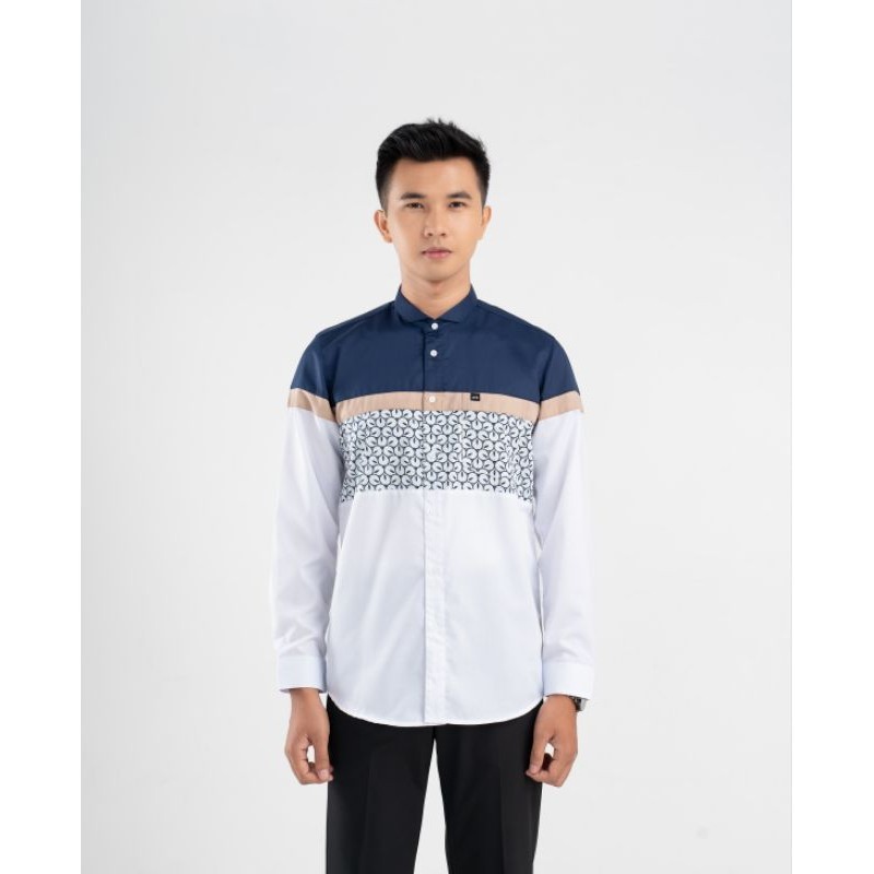 Fadkhera X ANB Baju Kemeja Koko Modern Fadkhera Kolaborasi Putih