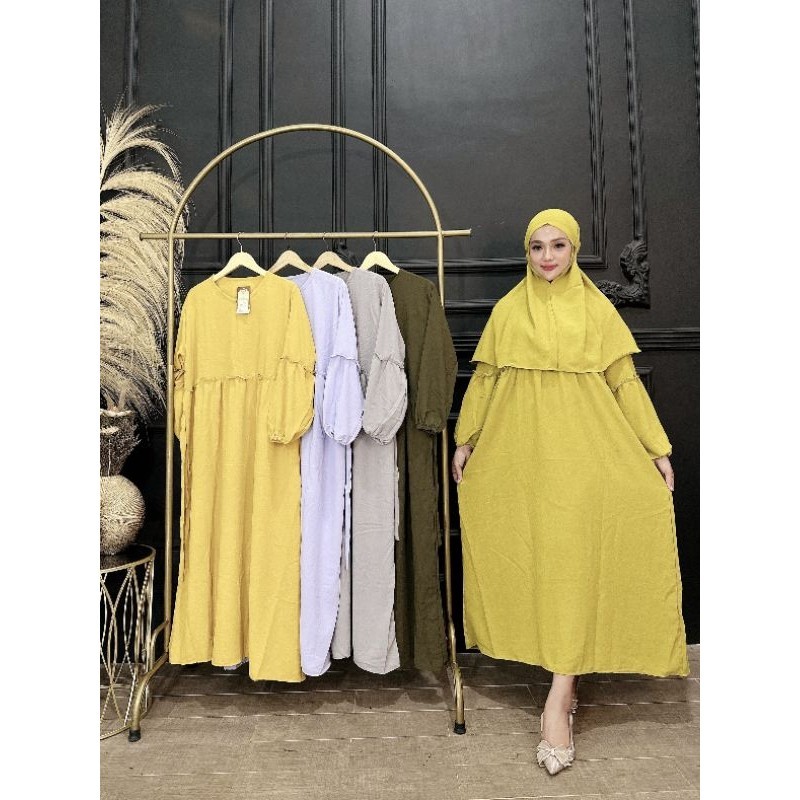 gamis free hijab | gamis kringkel gratis hijab | oneset hijab | gamis lebaran | gamis kringkel