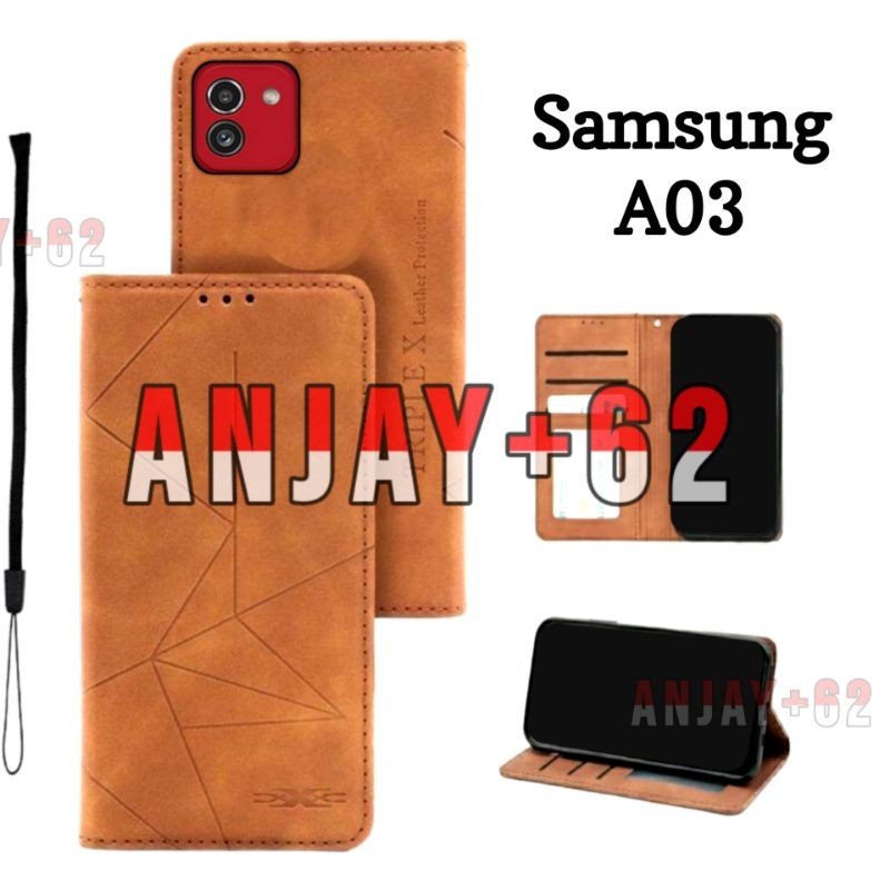 FLIP CASE COVER MAGNET SAMSUNG A03 CASING DOMPET TANPA KANCING