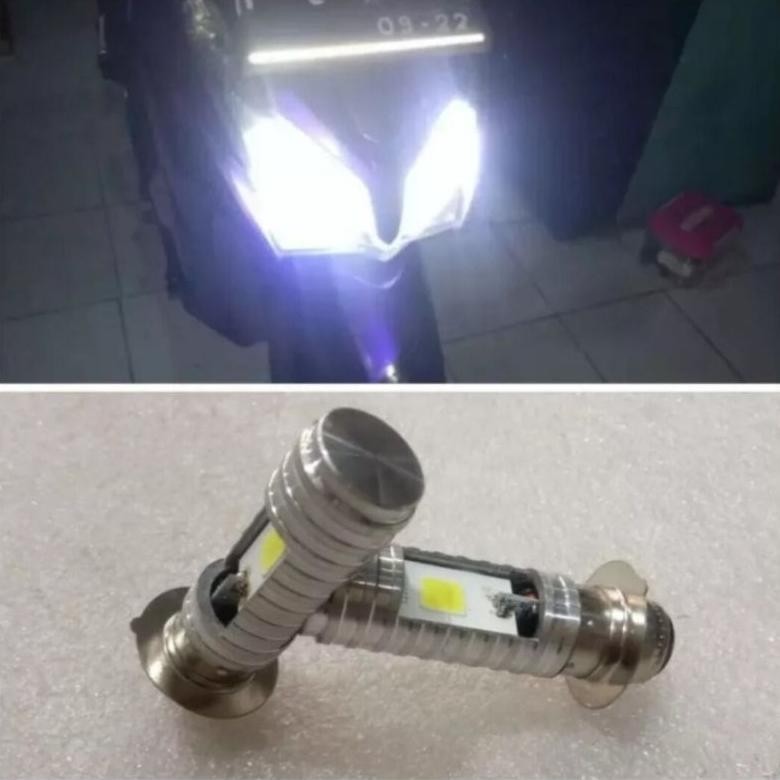 (AKSESORIS MOTOR) bohlam lampu depan led harga 2 pcs nyala putih pnp vario lama vario karbu supra x 