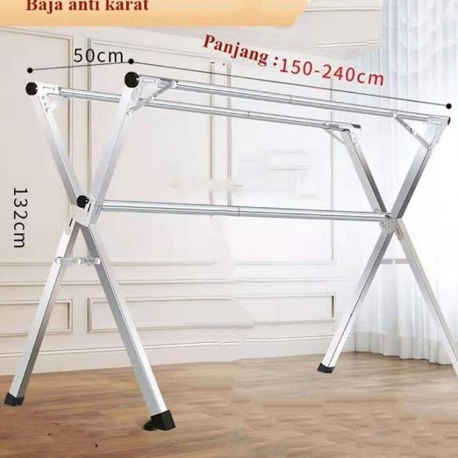 Jemuran Baju Stainless Steel Jemuran Pakaian Besi Jemuran Lipat - kirataso