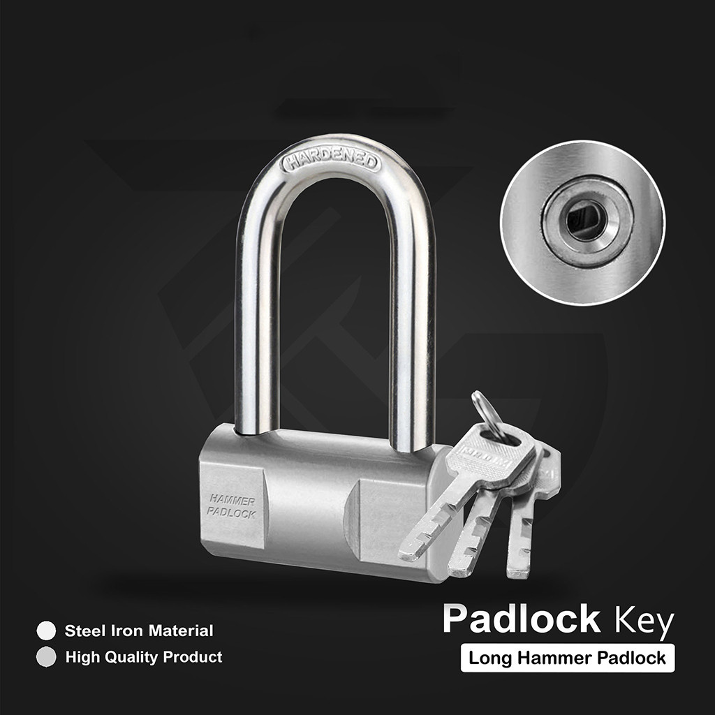 Gembok Bulat Silver 60MM / Leher Panjang / Hammer Padlocks GR88
