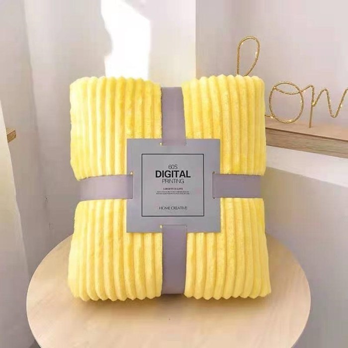 Selimut Bulu Salur Halus Polos Uk 200X230 Ready
