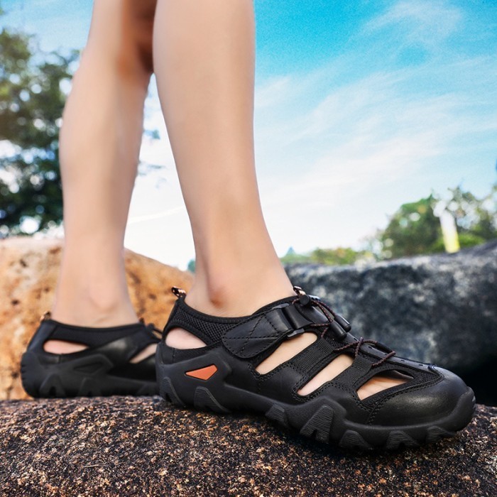 Sandal Outdoor Pria Kulit Original - Black