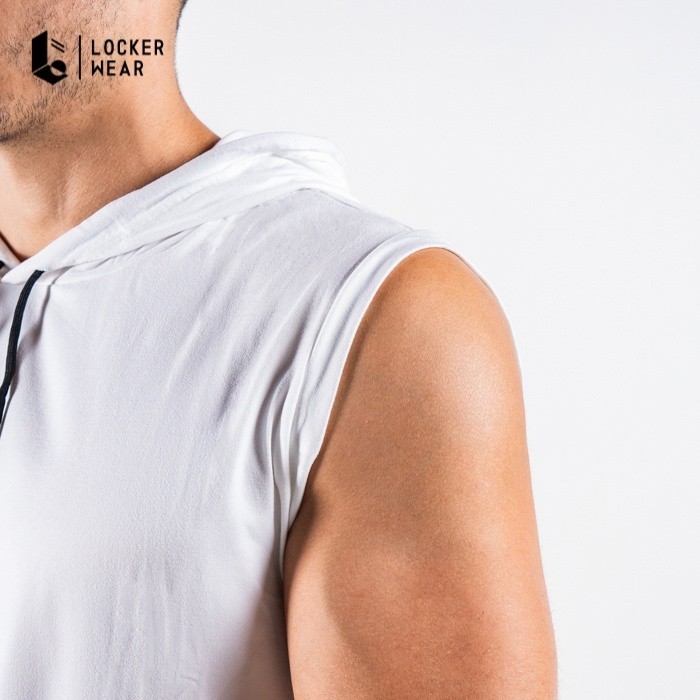 HOODIE SINGLET PRIA TANPA LENGAN SLEEVELESS TANK TOP KAOS SWEATER POLOS OLAHRAGA CASUAL GYM FITNESS