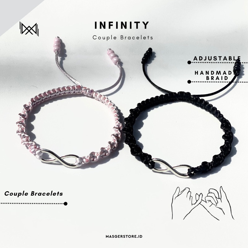 [Infinity] Couple Bracelets 2 Pcs Gelang Persahabatan Gelang Serut Infinity Gelang Couple
