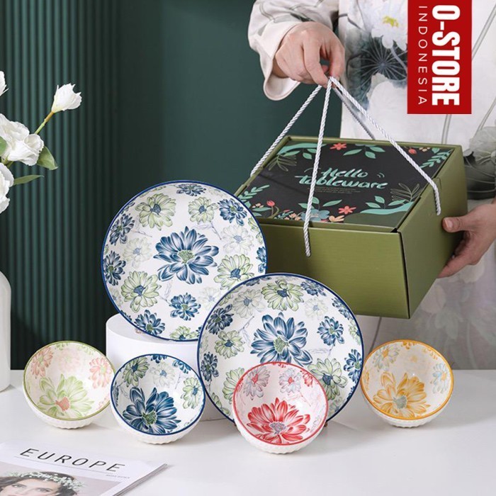 

Ready Hampers Mangkok Jepang Set Kado Souvenir Mangkok Piring Keramik Midori