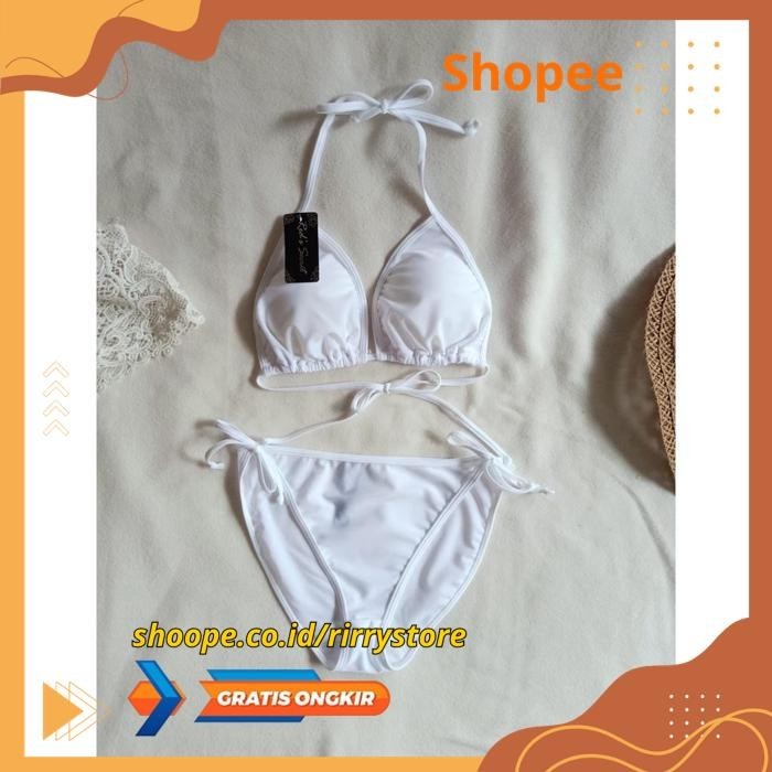 BIKINI PANTAI SEGITIGA WITH FOAM BK 3301 RXO WARNA PUTIH - BIKINI PANTAI SEGITIGA WITH FOAM HIGHT QU