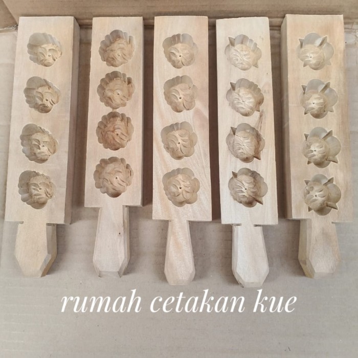 5 Pcs Beda Motip Cetakan Kue Satu/Cetakan Kue Bangkit/Kayu Alat Kue
