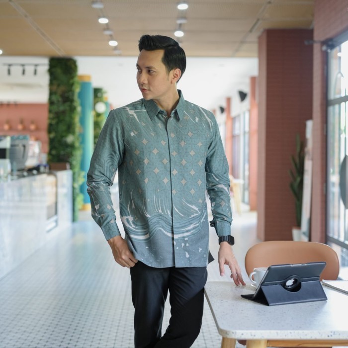 Terlaris Kemeja Batik Bagus Pria Lengan Panjang Dobi Premium Lasem Hijau Pastel Promo Terbaru