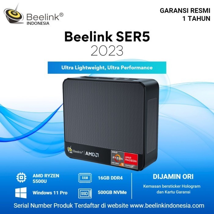 Beelink SER5 AMD Ryzen 5560U 16/500GB SSD NVMe Gaming Windows 11 Pro