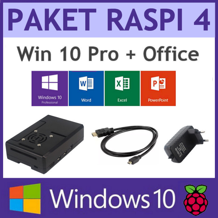 Paket Mini PC Raspberry Pi 4 Microsoft Windows 10 Pro Desktop