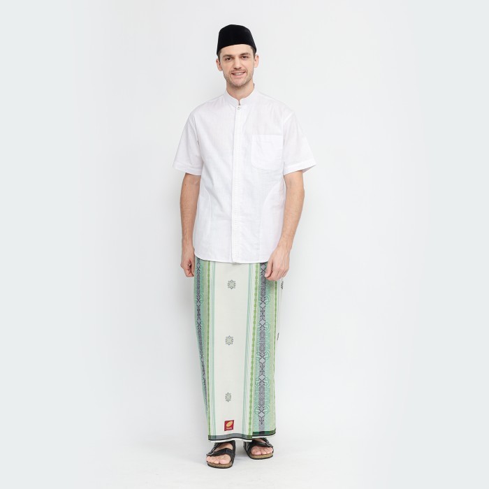 Sarung ATLAS Premium 790 Jacquard Songket Putih Hijau