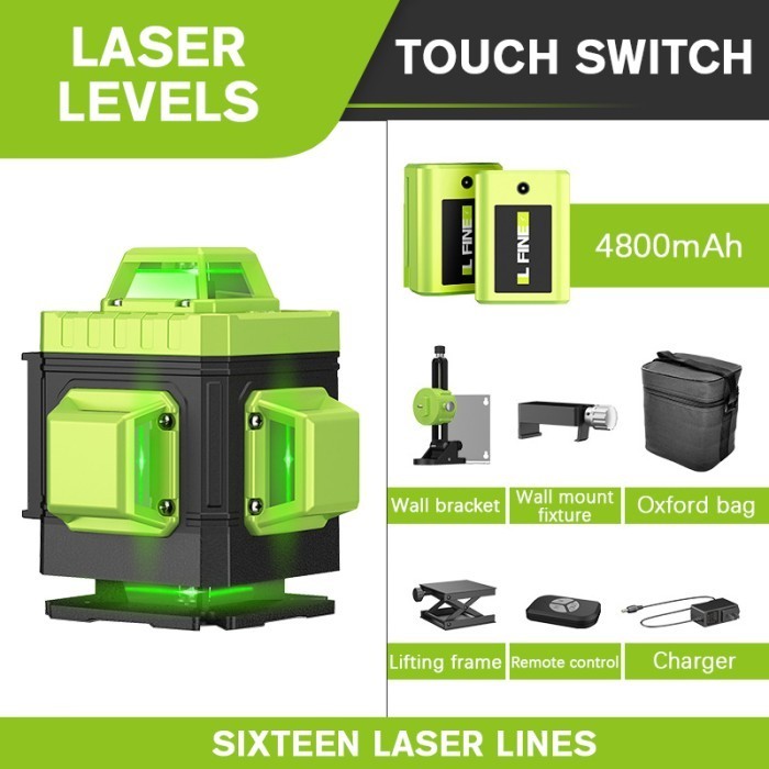 Mesin Laser Leveling L-FINE Laser Level Green 16 Line 3/4D Super