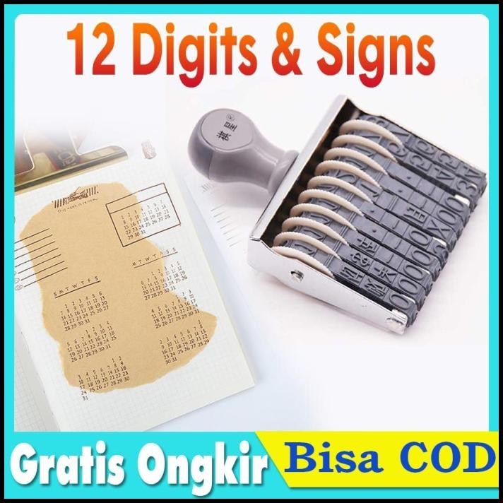 

TERBARU 12 DIGITS STEMPEL LUNAS TANGGAL DATE STAMP 4.5MM MANUAL HURUF ANGKA