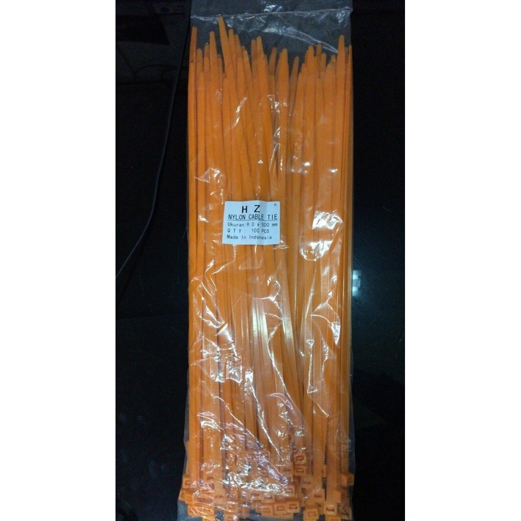 

Hz Cable Ties 9 X 500 Mm Color/Warna Orange/Kabel Tis Oren/Cable Tiehz Kualitas Premium