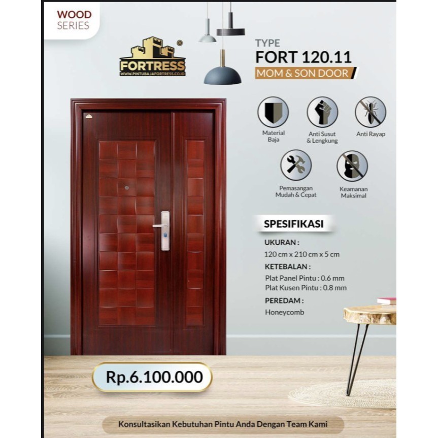 Terlaris PINTU BAJA FORTRESS MOTHER & SON FULLSET 120.11 COKELAT / PUTIH