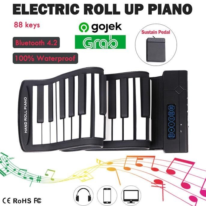 Portable Roll Up Piano Keyboard 88 Keys With Li-Battry&Bluetooth Pf88