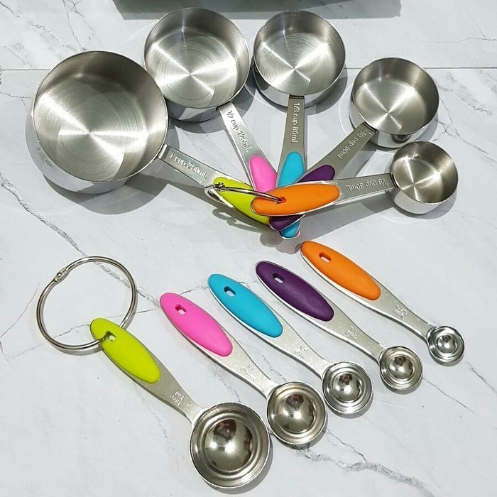 Sendok Takar Set / Stainless Steel Measuring Cup And Spoon Set 10Pcs
