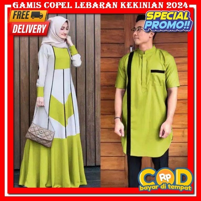Couple Gamis Ibu Dan Anak Couple Gamis Lebaran Ori Naura Cp Shiraya Couple Pasangan, Moscrepe Premiu