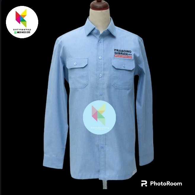 Diskon Kemeja Prabowo Gibran Seragam Prabowo Gibran Baju Biru Lengan Panjang