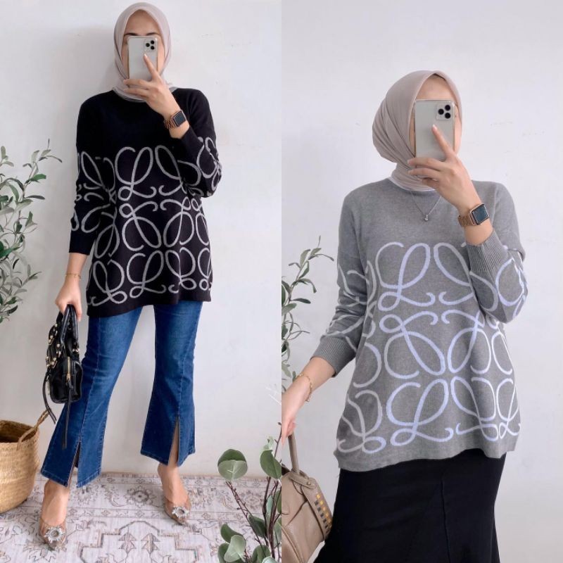 Yovina Rajut Blouse wanita jumbo blouse jumbo blouse rajut jumbo blouse rajut import blouse muslim j